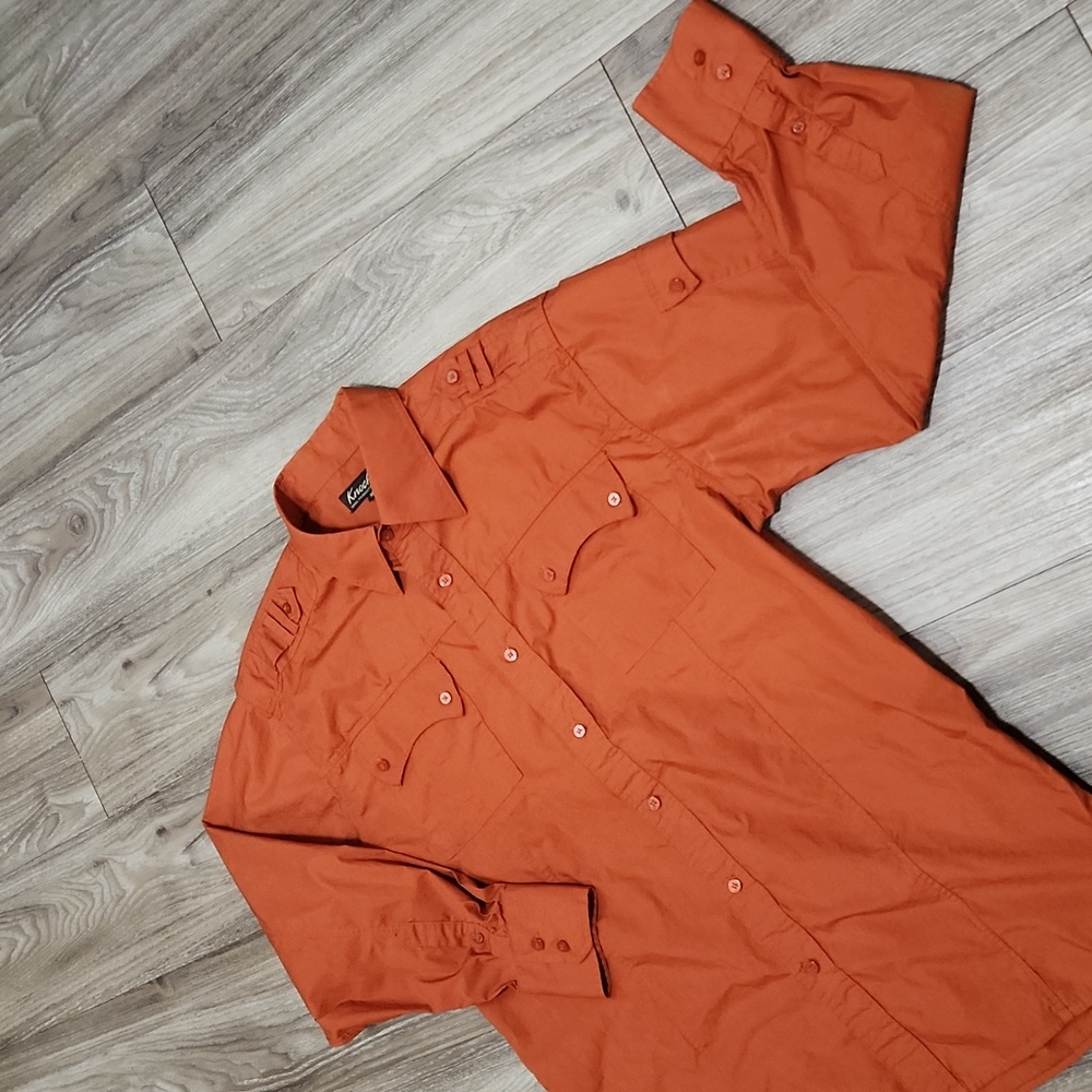 Knockout Denim Men's XL Long Sleeve Button Down Orange Casual Dress Shirt